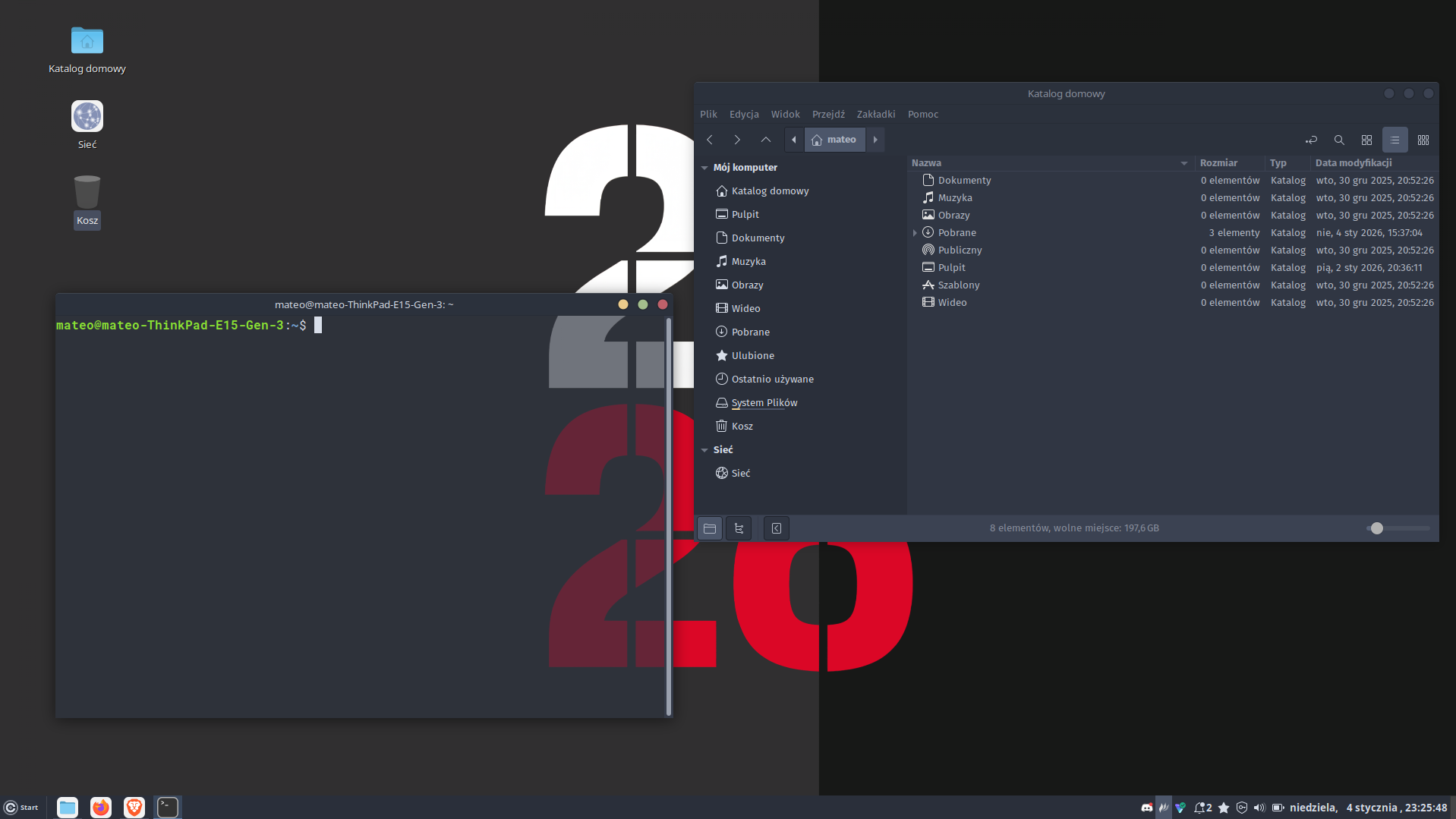 Mój pulpit w Linux Mint Cinnamon